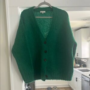 Green 100% Wool Button-Up Women's Sweater